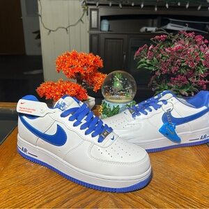 Nike Air Force 1 White and Royal Blue Shoes